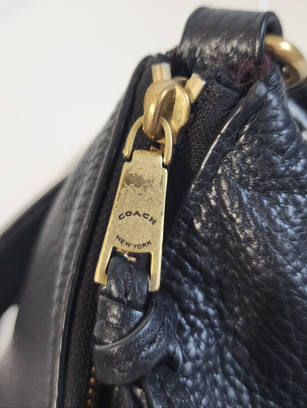 Coach Black Pebbled Leather Hobo with Gold-Tone Accents - Picture 4 of 8